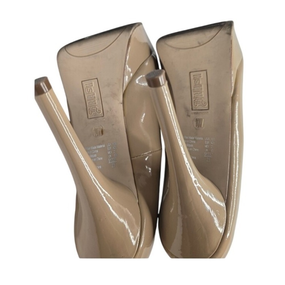 Brash Platform High Heels Nude Patent Leather Stiletto Dressy Evening Glam - Picture 8 of 10